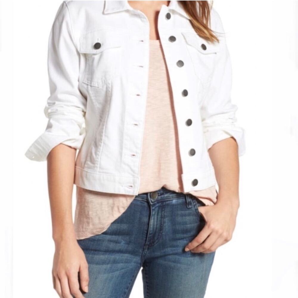 Kut from the Kloth Amelia Jean Denim Jacket Cropped White Sz S